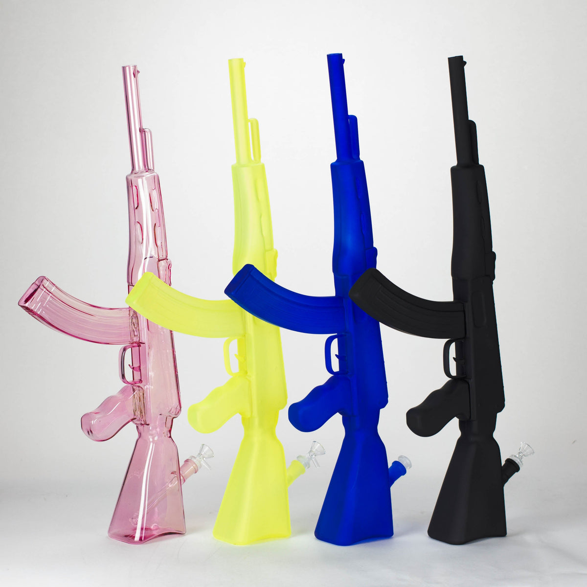 Bong de vidrio pintado de 27" con diseño AK-47 y soporte de exhibición [GU005]