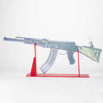 Bong de vidrio galvanizado de 27" con diseño AK-47 y soporte de exhibición [GU001]
