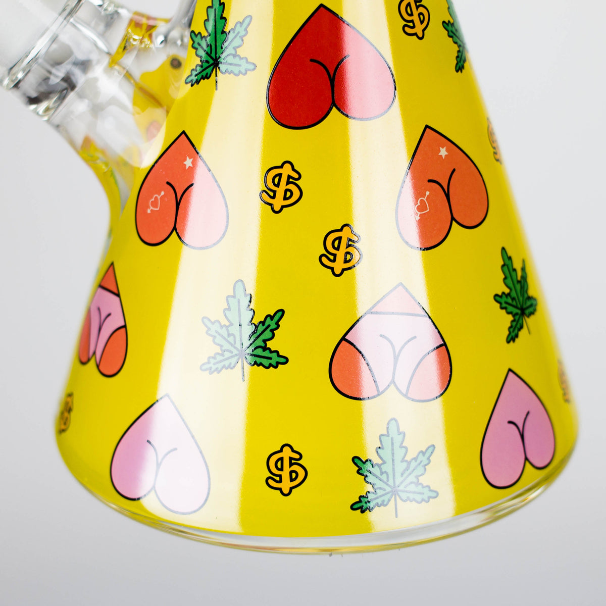 Bong de vidrio de 14" y 7 mm con diseño de corazón