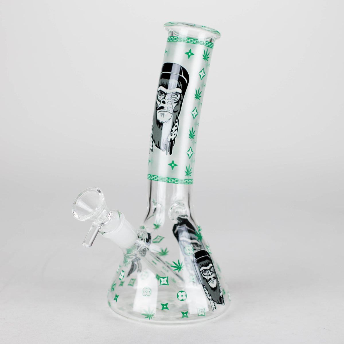 Bong de vaso de precipitados Gorilla Designs de 8.5" que brilla en la oscuridad. En caja [PIP301]