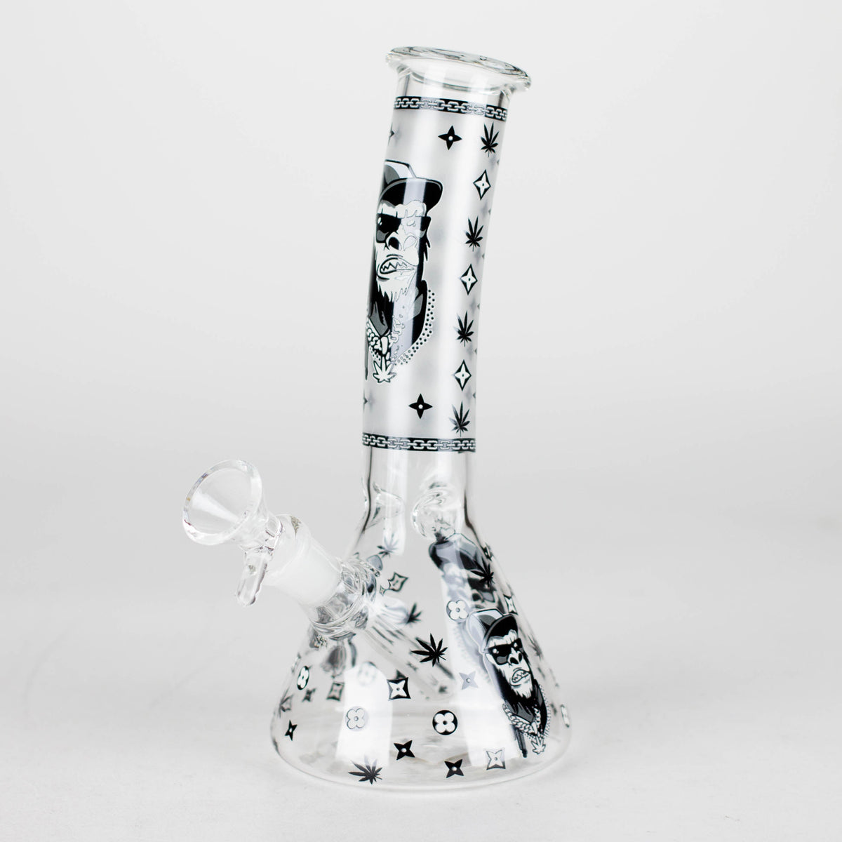 Bong de vaso de precipitados Gorilla Designs de 8.5" que brilla en la oscuridad. En caja [PIP301]