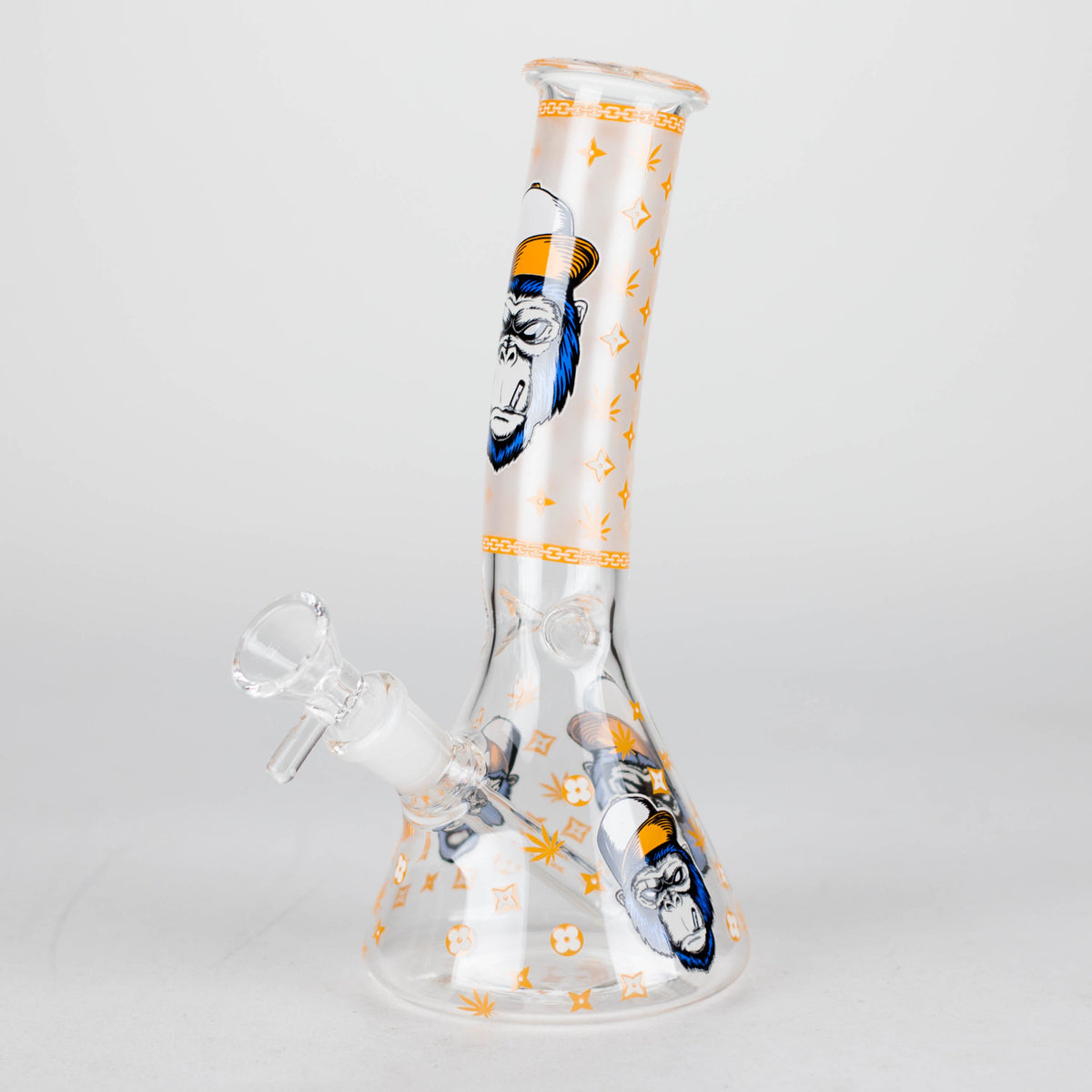 Bong de vaso de precipitados Gorilla Designs de 8.5" que brilla en la oscuridad. En caja [PIP301]