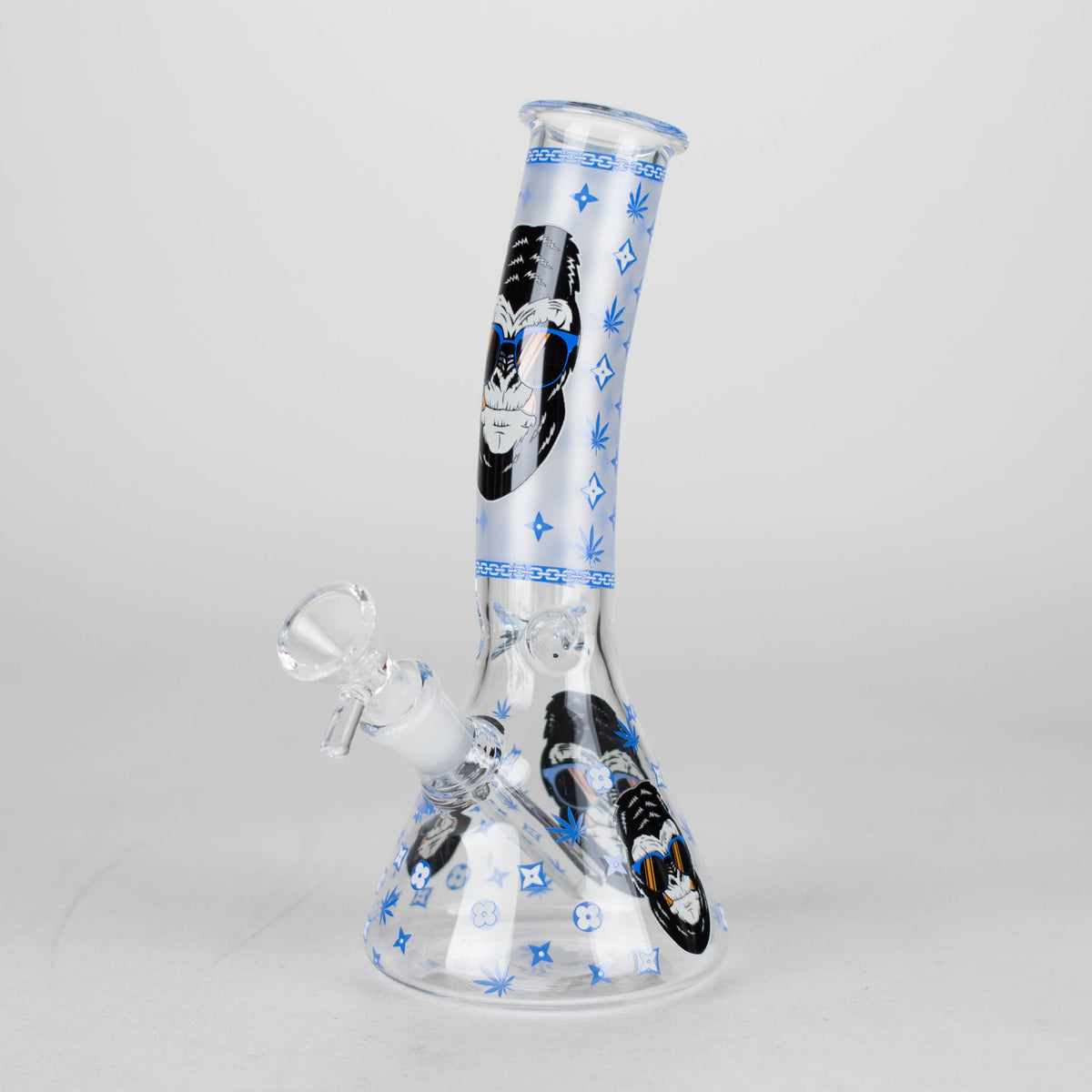 Bong de vaso de precipitados Gorilla Designs de 8.5" que brilla en la oscuridad. En caja [PIP301]