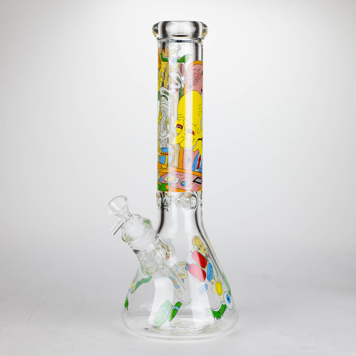 Bongs de vidrio de 9 mm con dibujos animados de la familia amarilla de 14" [PIP789]