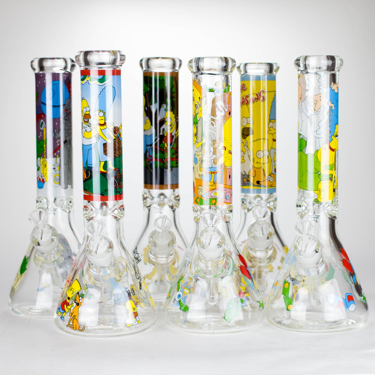 Bongs de vidrio de 9 mm con dibujos animados de la familia amarilla de 14" [PIP789]