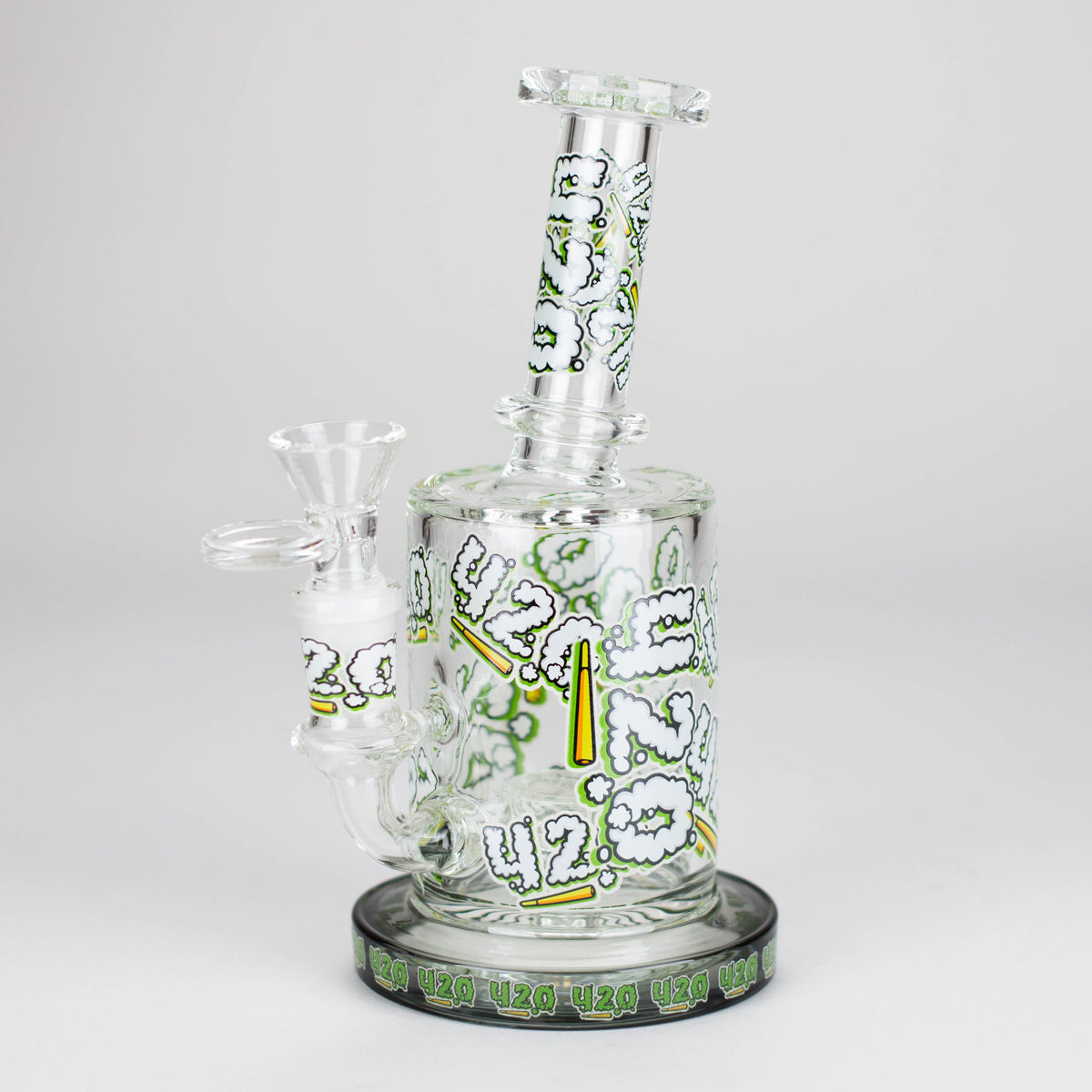 Bong de vidrio de 7" con detalles de color y percolador - Edición especial 420