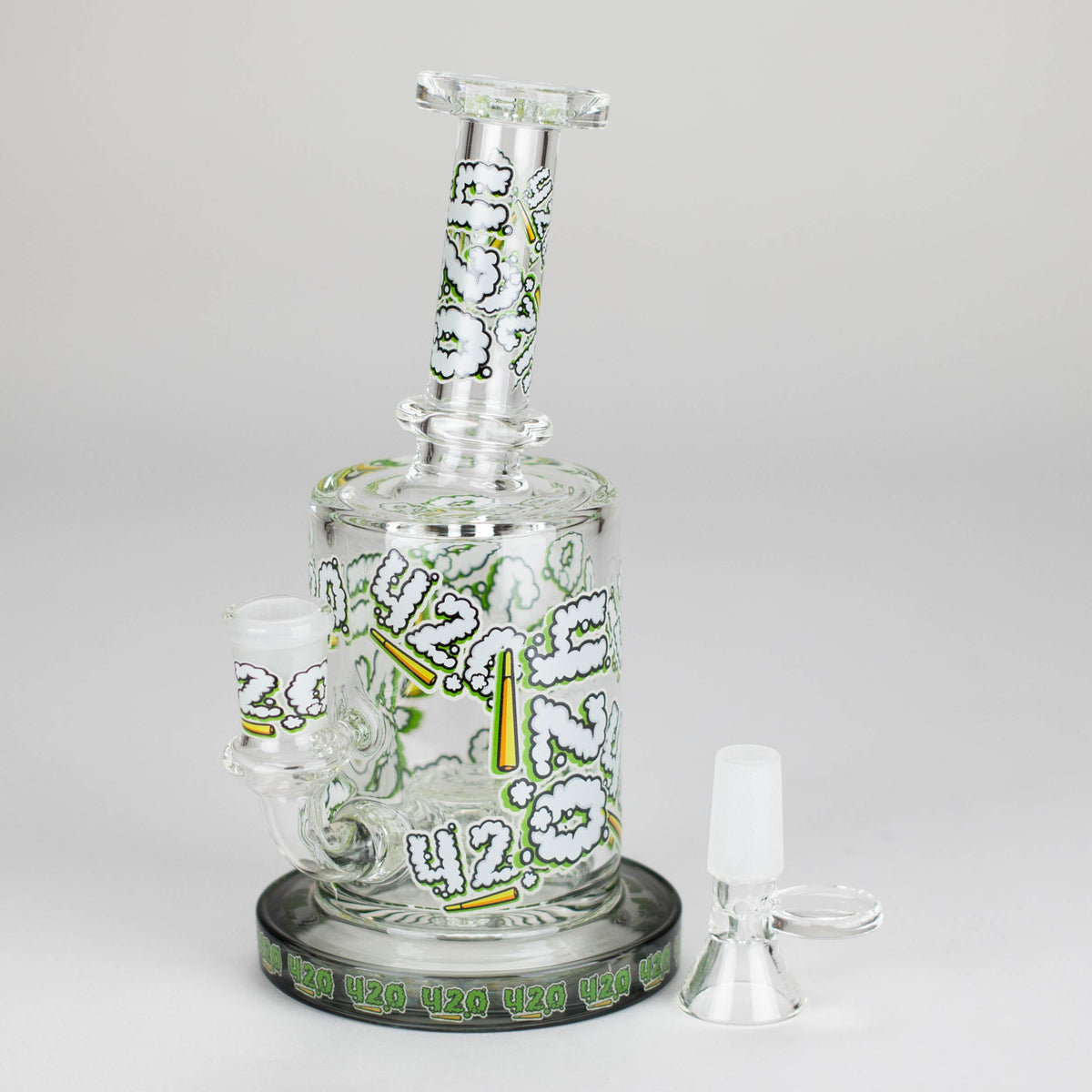 Bong de vidrio de 7" con detalles de color y percolador - Edición especial 420
