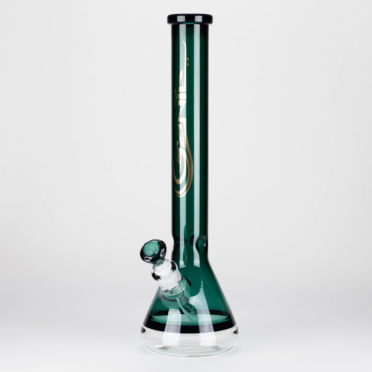 Genie | 18" 9 mm color-tube and clear-bottom beaker water bong [GE3110]