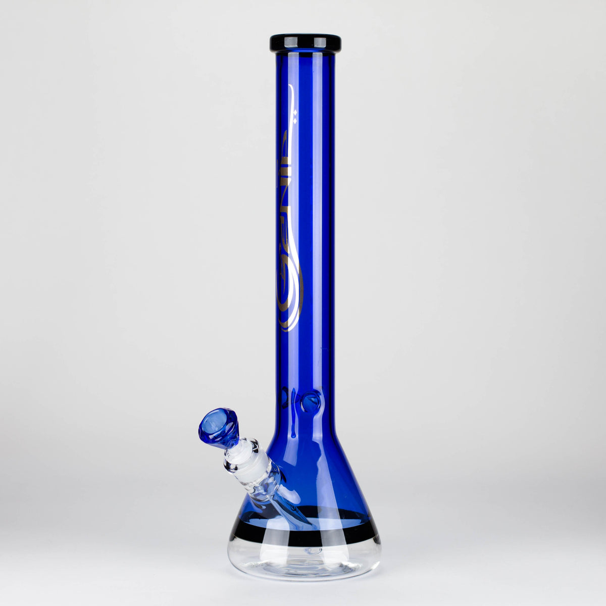 Genie | 18" 9 mm color-tube and clear-bottom beaker water bong [GE3110]
