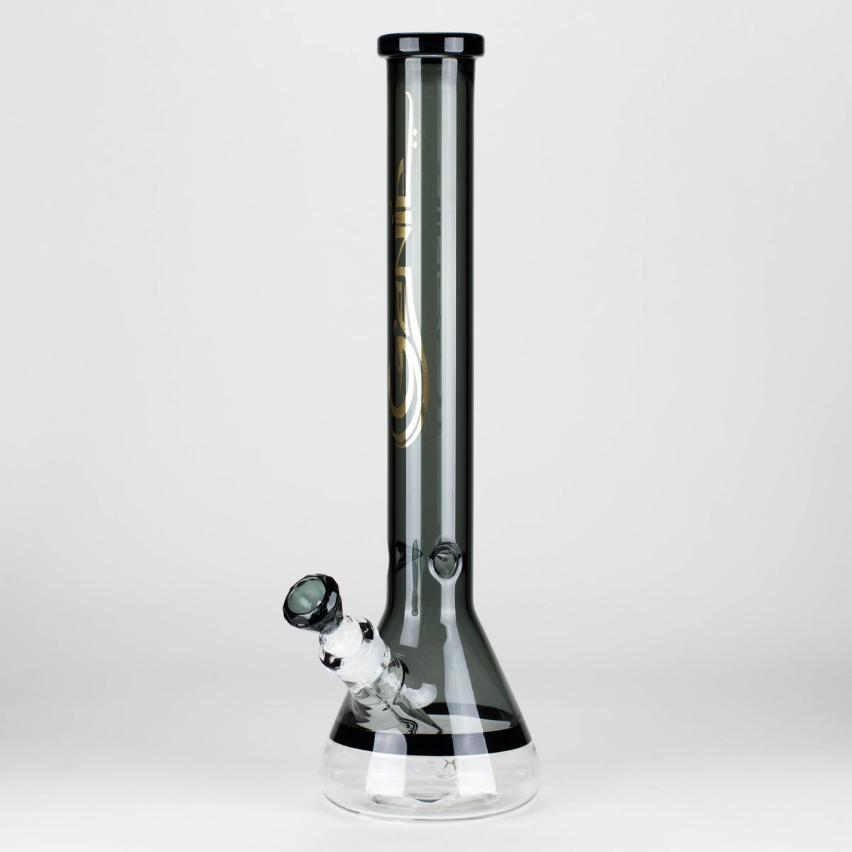 Genie | 18" 9 mm color-tube and clear-bottom beaker water bong [GE3110]
