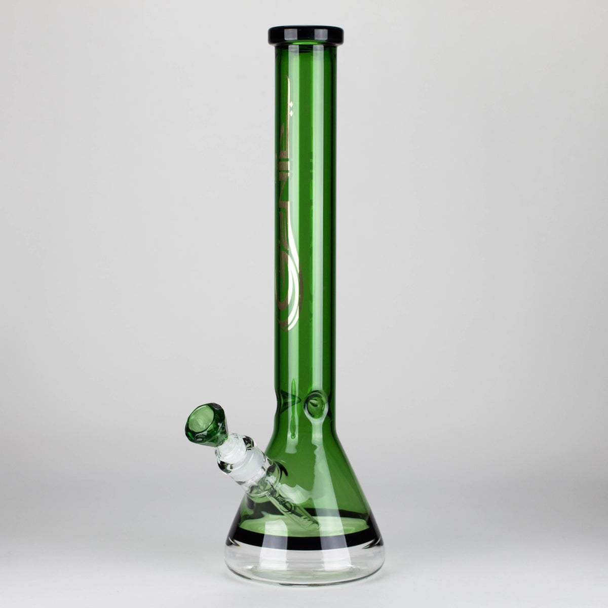 Genie | 18" 9 mm color-tube and clear-bottom beaker water bong [GE3110]