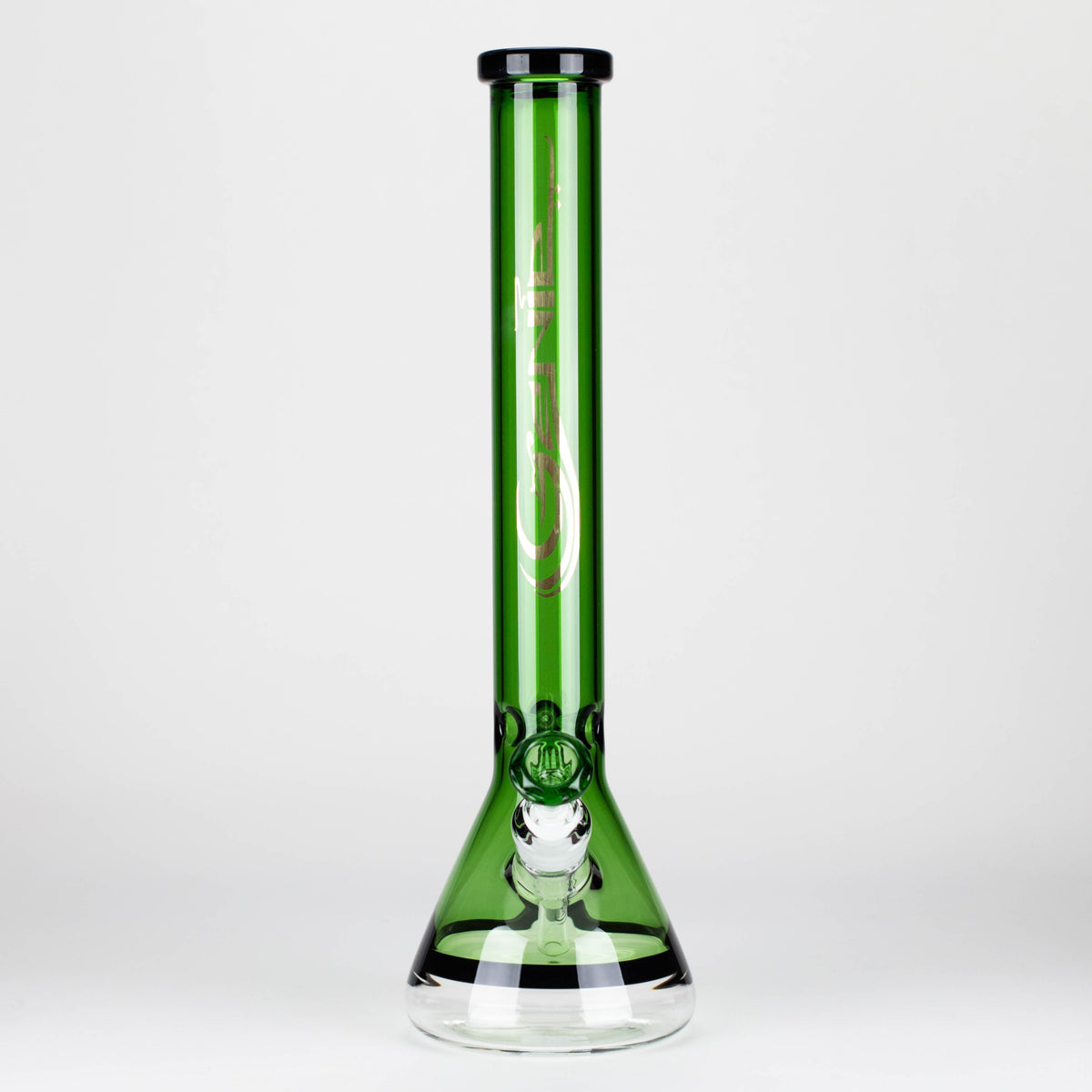 Genie | 18" 9 mm color-tube and clear-bottom beaker water bong [GE3110]